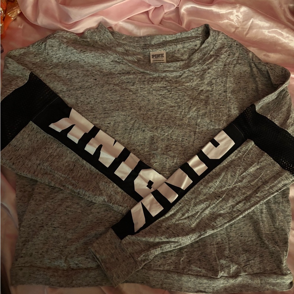 PINK Victoria's Secret gray & black mesh long sleeve